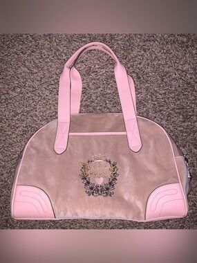 Juicy Couture Pink and Beige Colorblock Travel Tote
